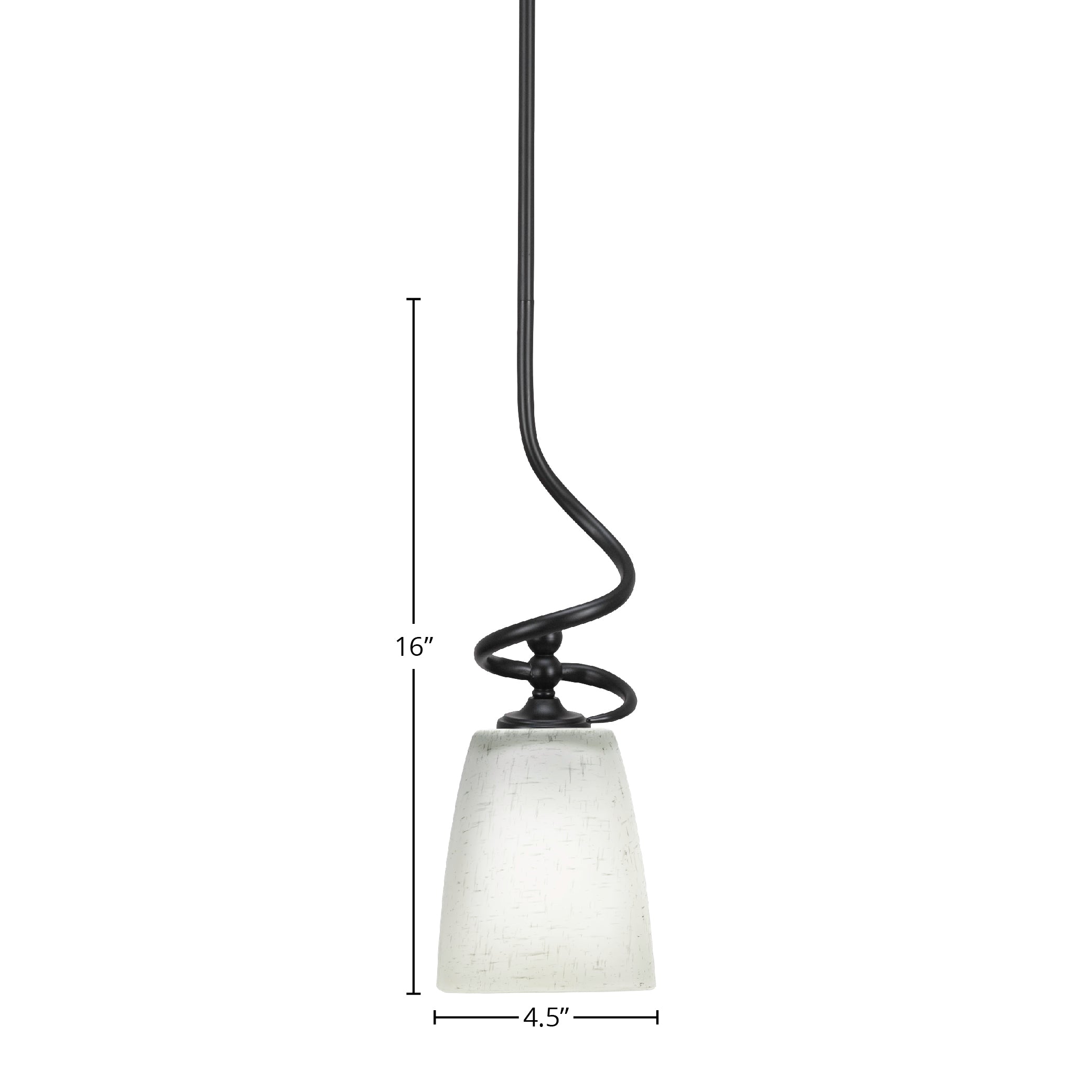 Capri One Light Mini Pendant in Matte Black with 4.5" Square White Muslin Shade