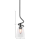 Capri One Light Mini Pendant in Matte Black with 4.5" Square Clear Bubble Shade