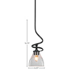 Capri One Light Mini Pendant in Matte Black with 6.25" Clear Bubble Shade