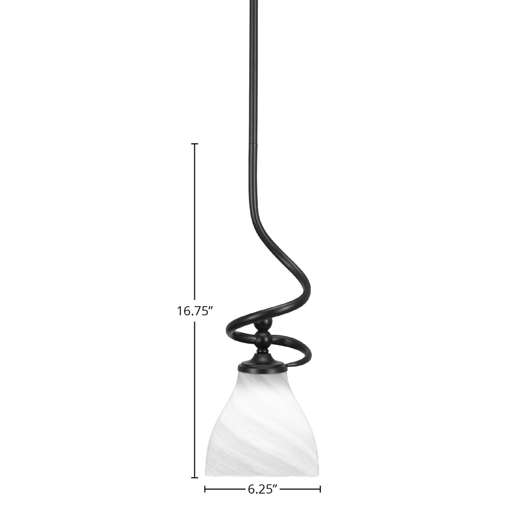 Capri One Light Mini Pendant in Matte Black with 6.25" White Marble Shade