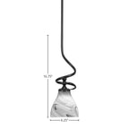 Capri One Light Mini Pendant in Matte Black with 6.25" Onyx Swirl Shade