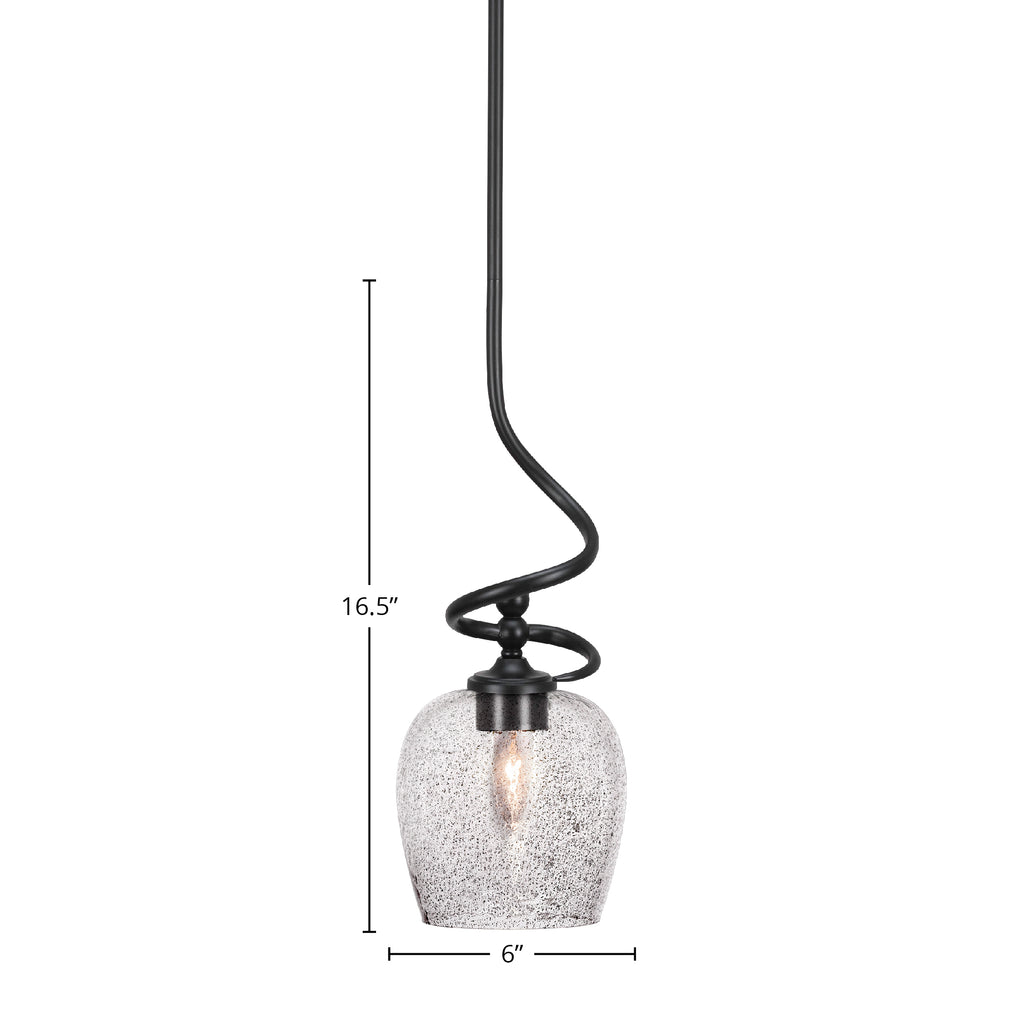Capri One Light Mini Pendant in Matte Black with 6" Smoke Bubble Shade
