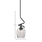 Capri One Light Mini Pendant in Matte Black with 6" Smoke Bubble Shade