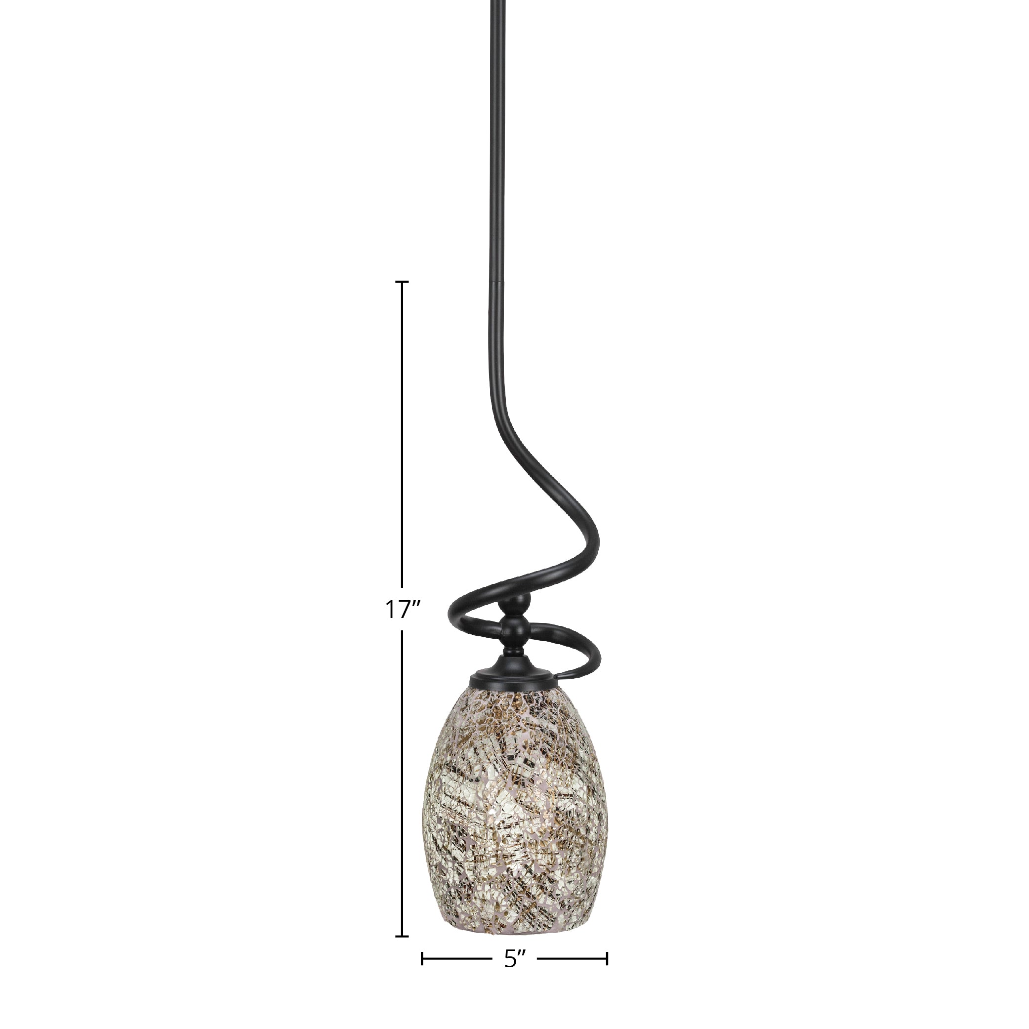 Capri One Light Mini Pendant in Matte Black with 5" Natural Fusion Shade