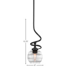 Capri One Light Mini Pendant in Matte Black with 6" Clear Ribbed Shade