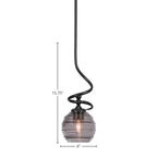 Capri One Light Mini Pendant in Matte Black with 6" Smoke Ribbed Shade