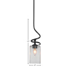 Capri One Light Mini Pendant in Matte Black with 4" Square Clear Bubble Shade
