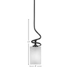 Capri One Light Mini Pendant in Matte Black with 4" Square White Muslin Shade
