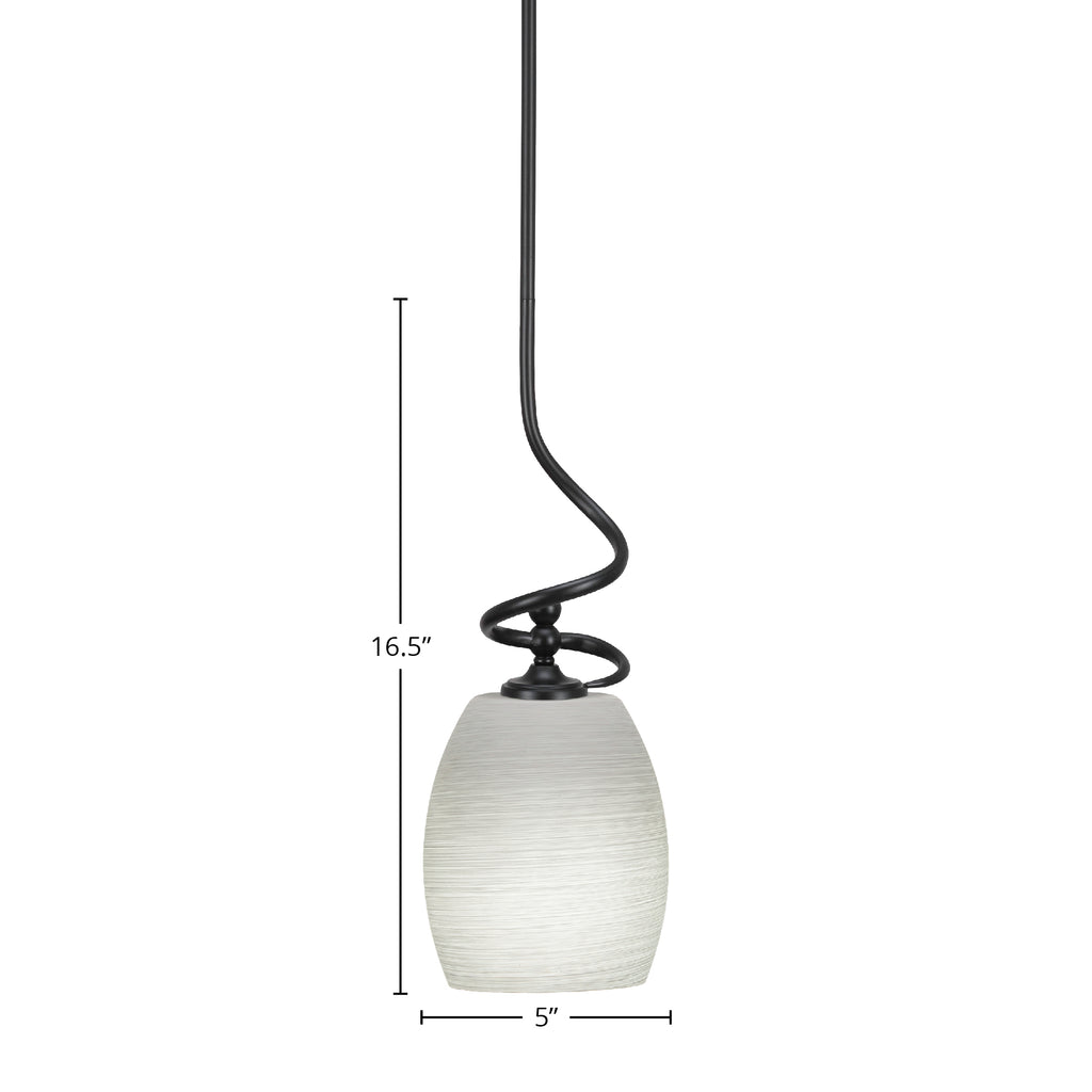 Capri One Light Mini Pendant in Matte Black with 5" White Linen Shade