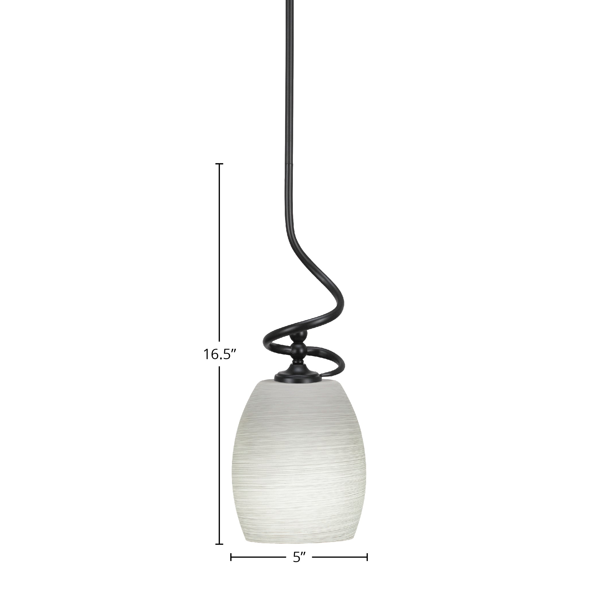 Capri One Light Mini Pendant in Matte Black with 5" White Linen Shade