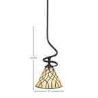 Capri One Light Mini Pendant in Matte Black with 7" Sandhill Art Glass Shade
