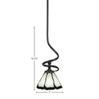 Capri One Light Mini Pendant in Matte Black with 7" Pearl & Black Flair Art Glass Shade