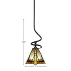 Capri One Light Mini Pendant in Matte Black with 7" Zion Art Glass Shade
