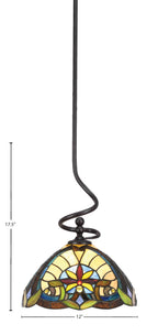 Capri One Light Mini Pendant in Matte Black with 12" Earth Star Art Glass Shade