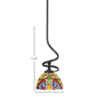 Capri One Light Mini Pendant in Matte Black with 7" Lynx Art Glass Shade