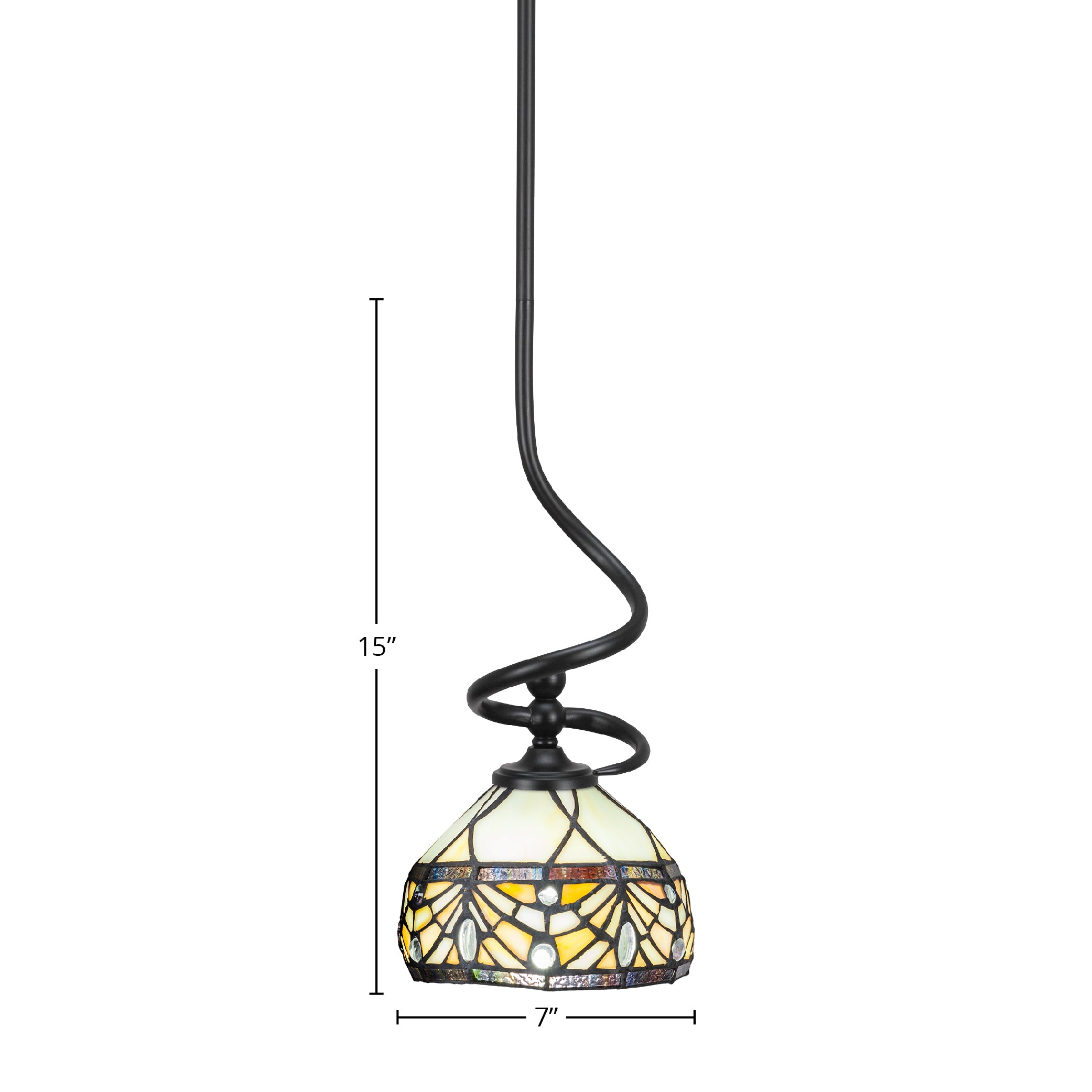 Capri One Light Mini Pendant in Matte Black with 7" Royal Merlot Art Glass Shade