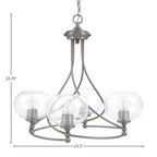 Capri Four Light Chandelier in Brushed Nickel with 7" Clear Bubble Shade