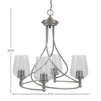 Capri Four Light Chandelier in Brushed Nickel with 5" Clear Bubble Shade