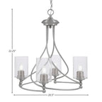 Capri Four Light Chandelier in Brushed Nickel with 4" Clear Bubble Shade