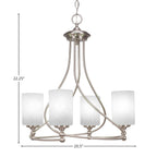 Capri Four Light Chandelier in Brushed Nickel with 4" White Marble Shade