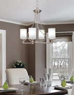 Capri Four Light Chandelier in Brushed Nickel with 4" White Marble Shade