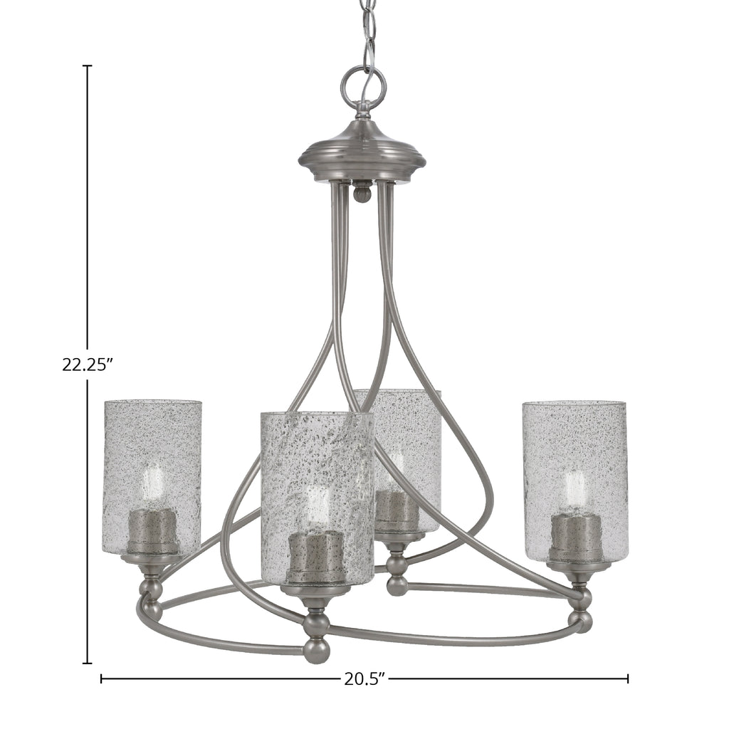 Capri Four Light Chandelier in Brushed Nickel with 4" Smoke Bubble Shade