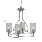 Capri Four Light Chandelier in Brushed Nickel with 4" Smoke Bubble Shade