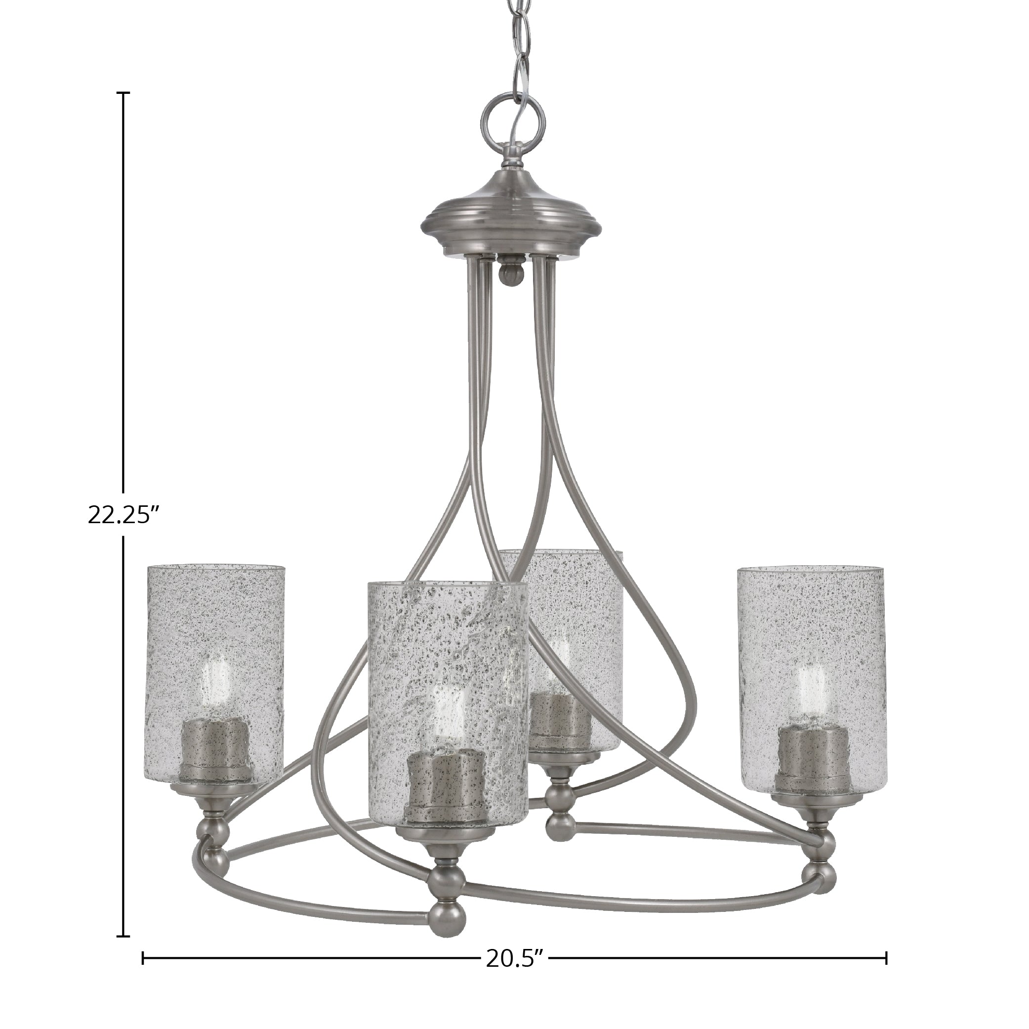 Capri Four Light Chandelier in Brushed Nickel with 4" Smoke Bubble Shade