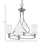 Capri Four Light Chandelier in Brushed Nickel with 4" White Muslin Shade