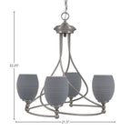 Capri Four Light Chandelier in Brushed Nickel with 5" Gray Matrix Shade