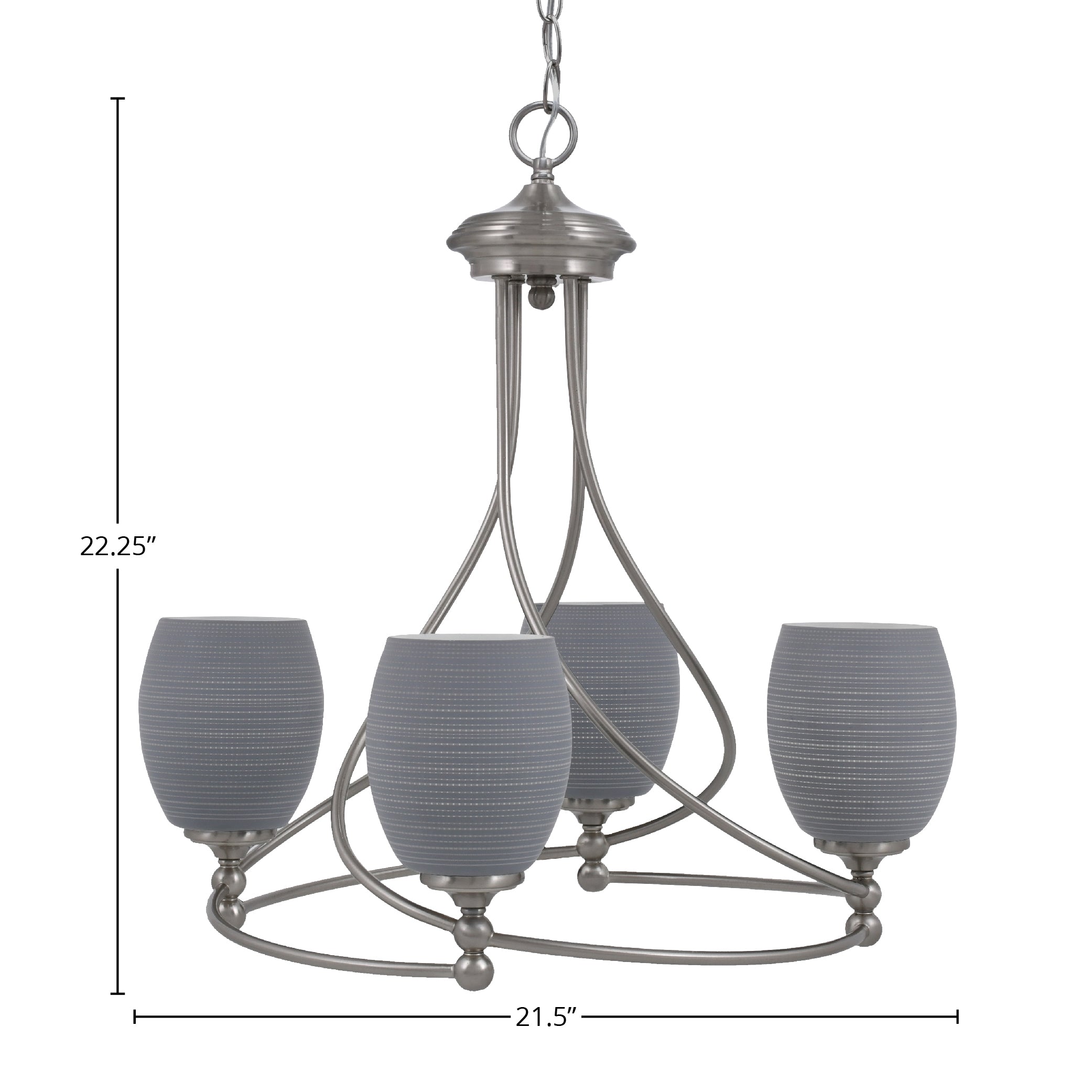 Capri Four Light Chandelier in Brushed Nickel with 5" Gray Matrix Shade