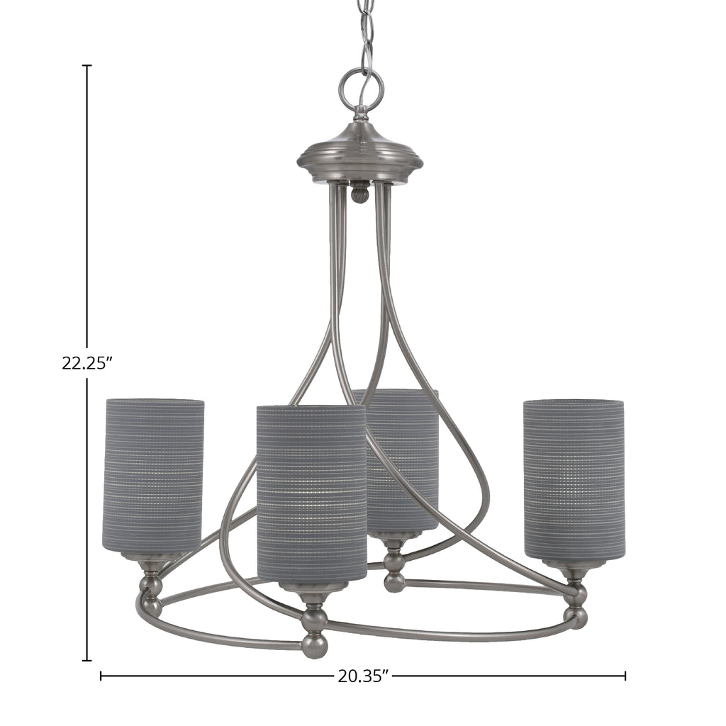 Capri Four Light Chandelier in Brushed Nickel with 4" Gray Matrix Shade