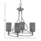 Capri Four Light Chandelier in Brushed Nickel with 4" Gray Matrix Shade