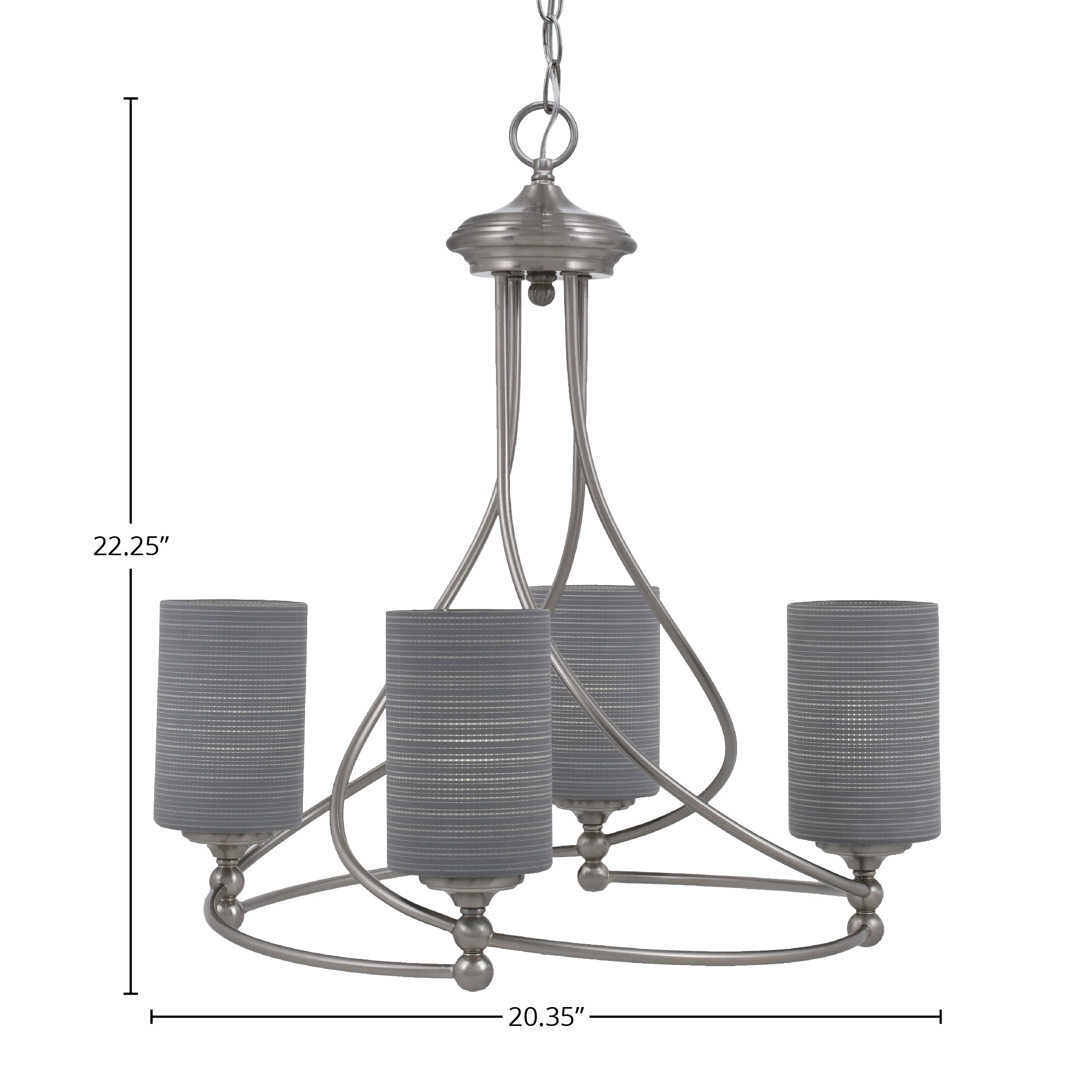 Capri Four Light Chandelier in Brushed Nickel with 4" Gray Matrix Shade