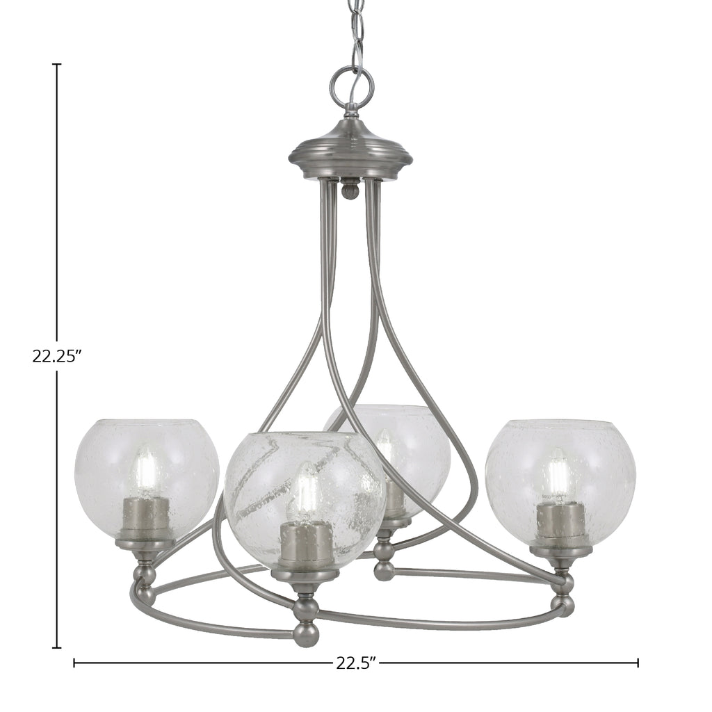 Capri Four Light Chandelier in Brushed Nickel with 5.75" Clear Bubble Shade