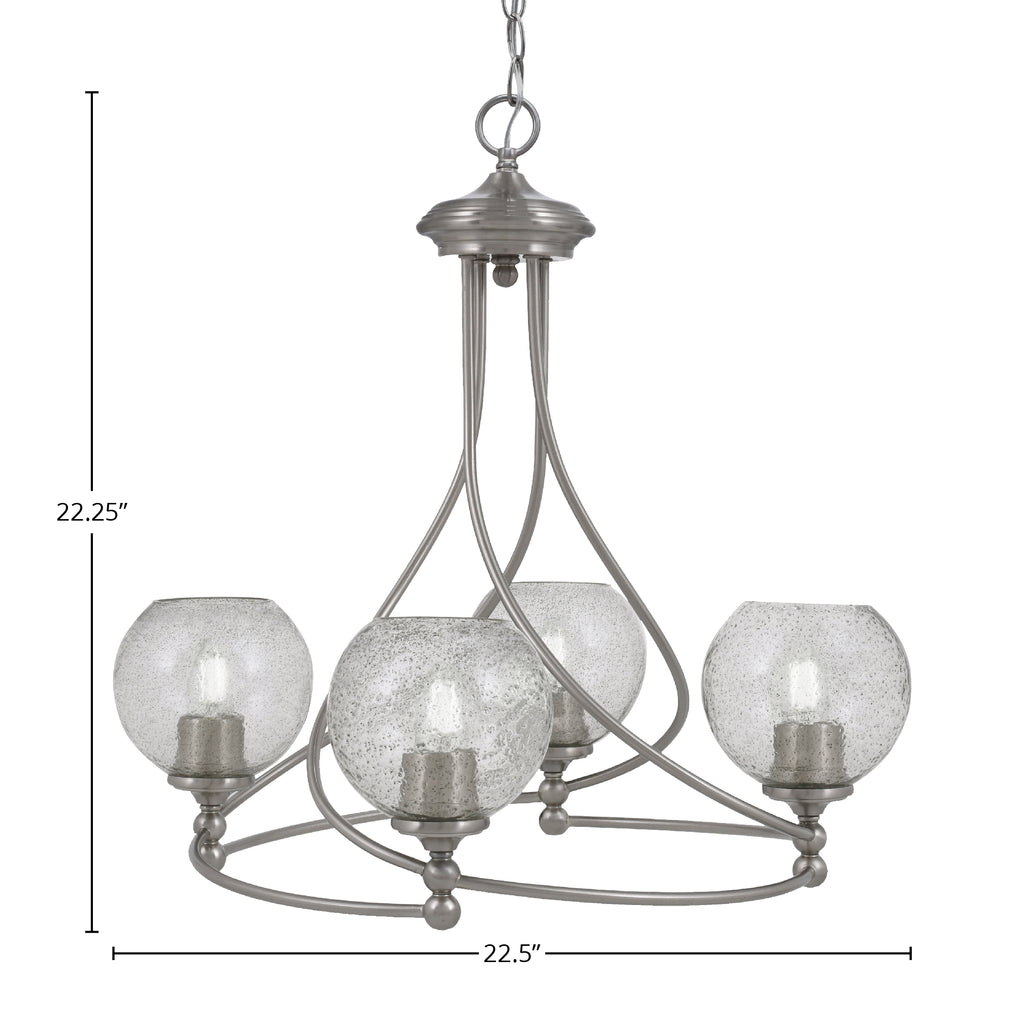 Capri Four Light Chandelier in Brushed Nickel with 5.75" Smoke Bubble Shade