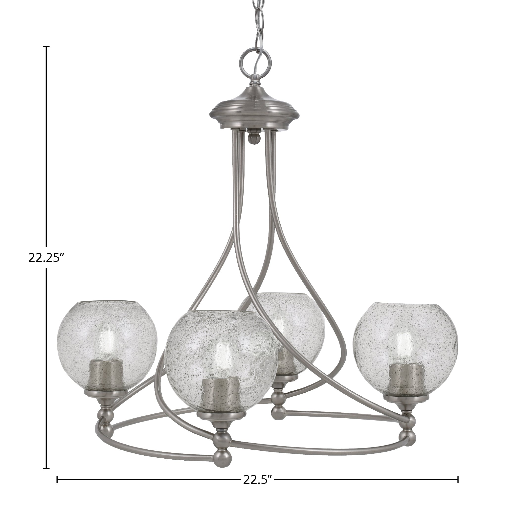 Capri Four Light Chandelier in Brushed Nickel with 5.75" Smoke Bubble Shade