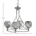Capri Four Light Chandelier in Brushed Nickel with 5.75" Onyx Swirl Shade