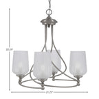 Capri Four Light Chandelier in Brushed Nickel with 5" Clear Textured Shade