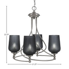 Capri Four Light Chandelier in Brushed Nickel with 5" Smoke Textured Shade