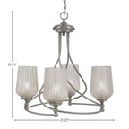 Capri Four Light Chandelier in Brushed Nickel with 5" Silver Textured Shade