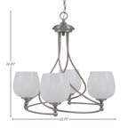 Capri Four Light Chandelier in Brushed Nickel with 6" White Marble Shade