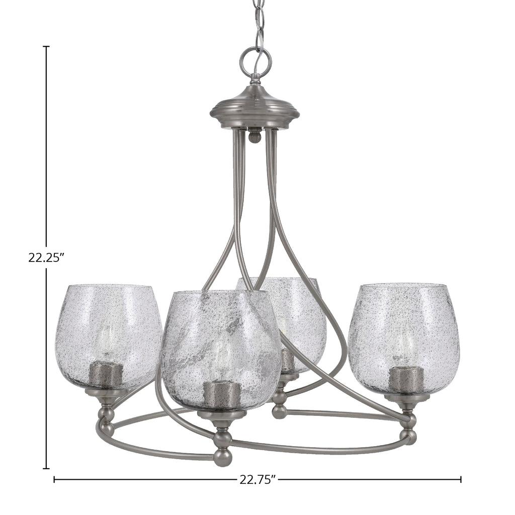 Capri Four Light Chandelier in Brushed Nickel with 6" Smoke Bubble Shade
