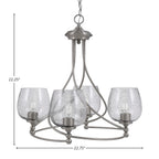 Capri Four Light Chandelier in Brushed Nickel with 6" Smoke Bubble Shade