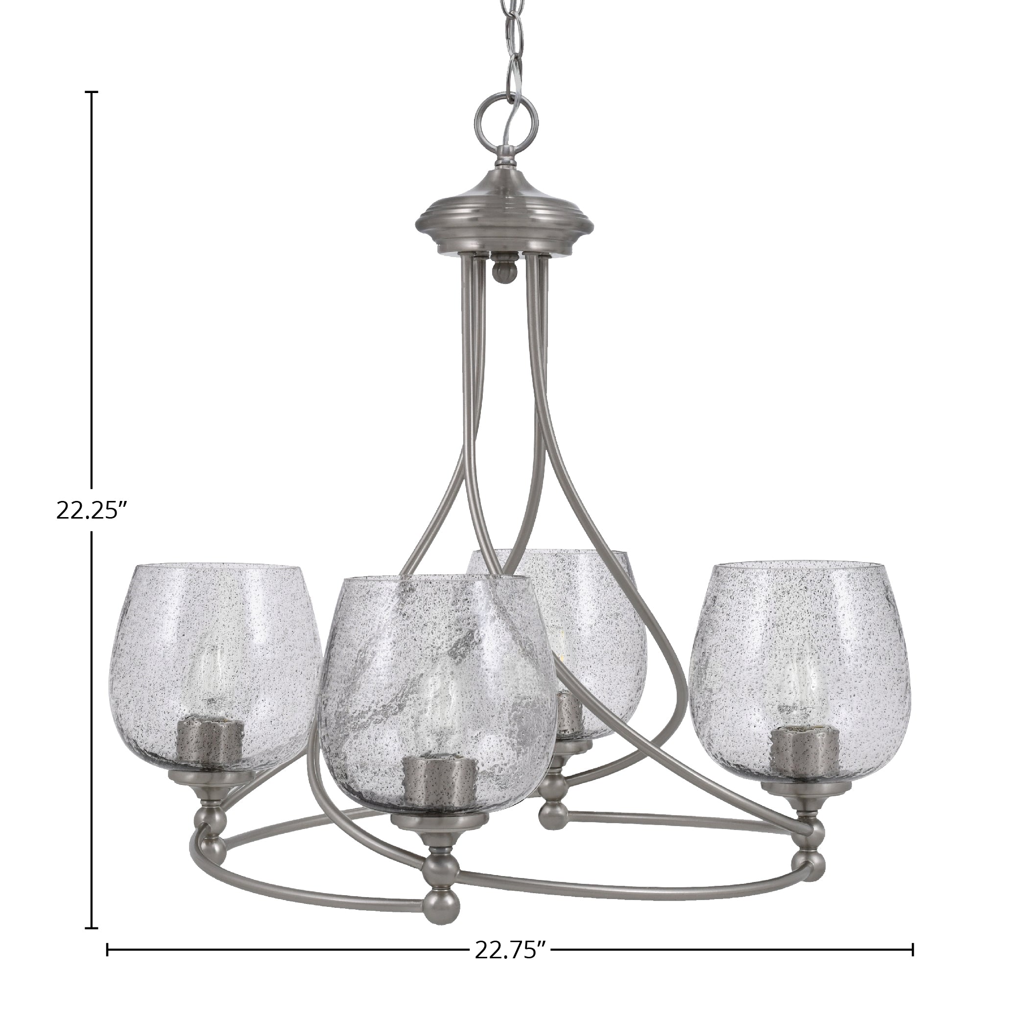 Capri Four Light Chandelier in Brushed Nickel with 6" Smoke Bubble Shade