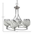 Capri Four Light Chandelier in Brushed Nickel with 6" Onyx Swirl Shade
