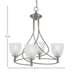 Capri Four Light Chandelier in Brushed Nickel with 5" Clear Ribbed Shade