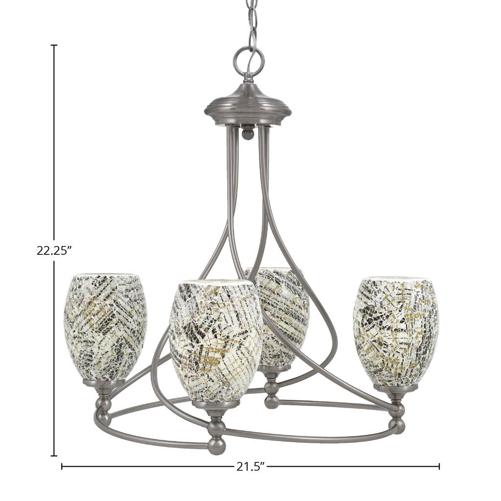 Capri Four Light Chandelier in Brushed Nickel with 5" Natural Fusion Shade