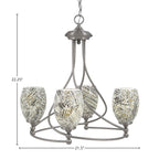 Capri Four Light Chandelier in Brushed Nickel with 5" Natural Fusion Shade