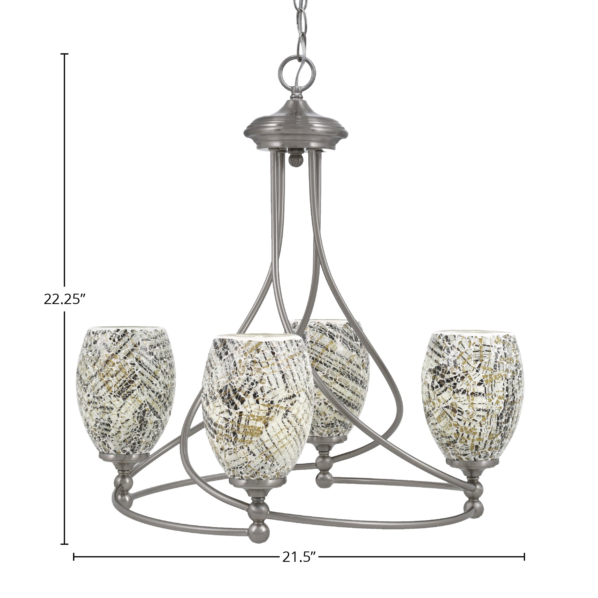 Capri Four Light Chandelier in Brushed Nickel with 5" Natural Fusion Shade